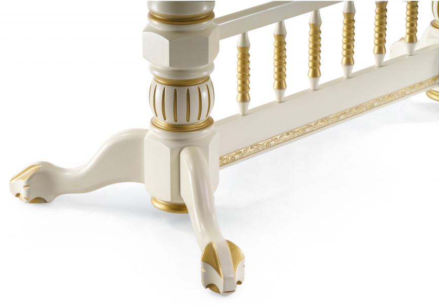 Стол деревянный Кантри крем с золотой патиной фото 11