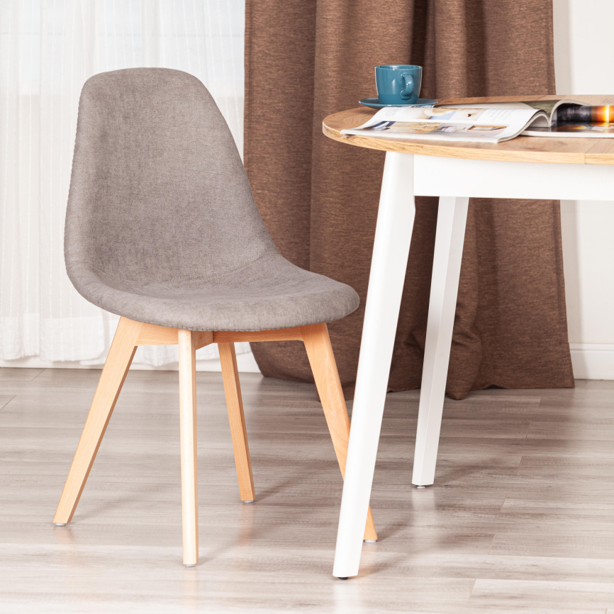 Стул Синди Софт/Cindy Soft (мод.C1021F1-1) фактурный велюр/дерево бук, 55х48х83см, серый/натуральный фото 9