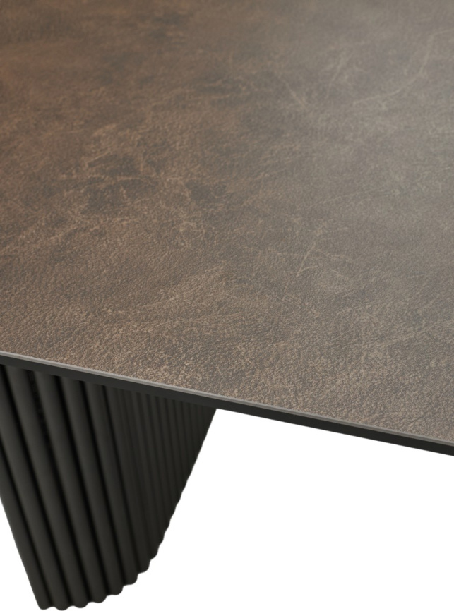 Стол РАГНАР (RAGNAR) 180 цвет 1697 Коричневая кожа / Темно-серый, ®DISAUR фото 8