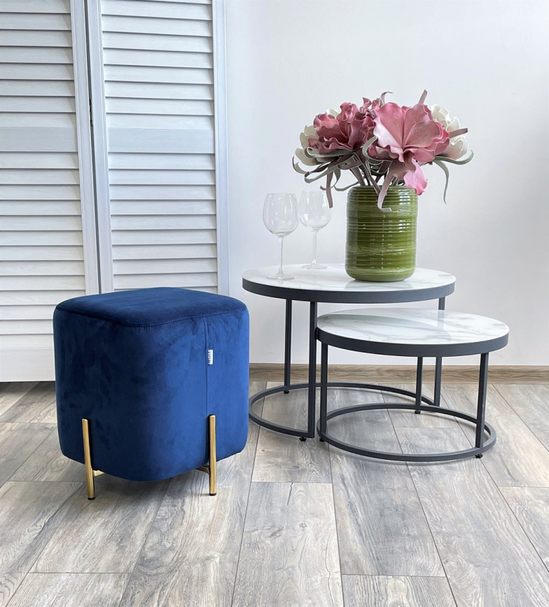 Пуф для гостиной ARES BLUVEL-86 NAVY BLUE / GOLD М-City фото 4