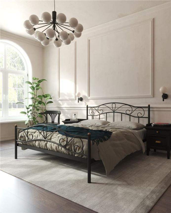 Кровать с изножьем "Глэдис"  (180х200/ноги металл/цвет Черный) фото 1