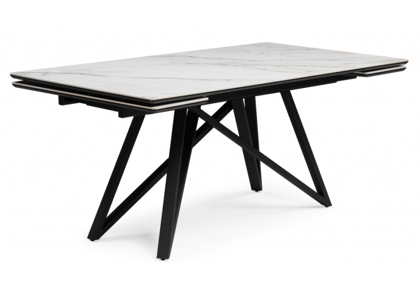 Керамический стол Вилсон 160(220)х89 белый gilt white / черный фото 1