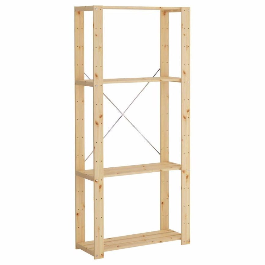 Стеллаж Хей с полками из реек (натуральный) 171х78х30 фото 1