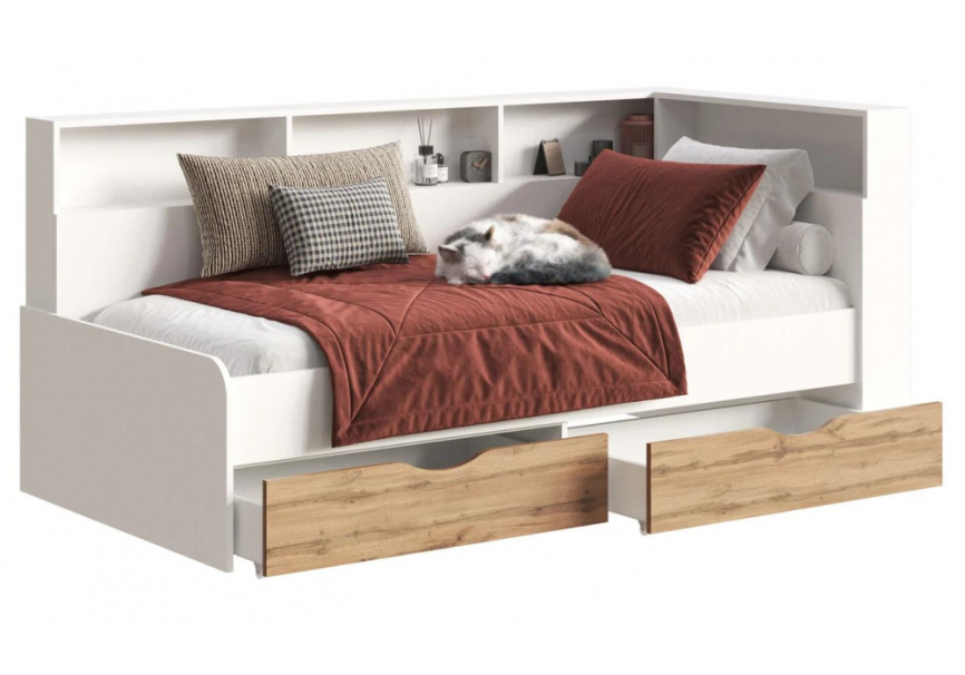 Кровать Амер 190х80 белый / дуб вотан фото 1