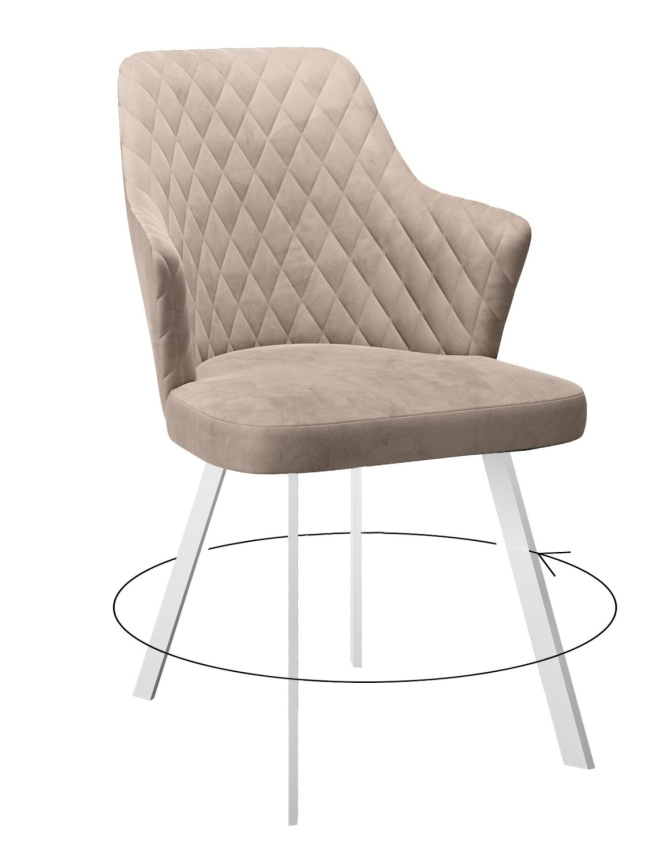 Стул DikLine 245 поворотный, К4 капучино, ножки белые фото 1