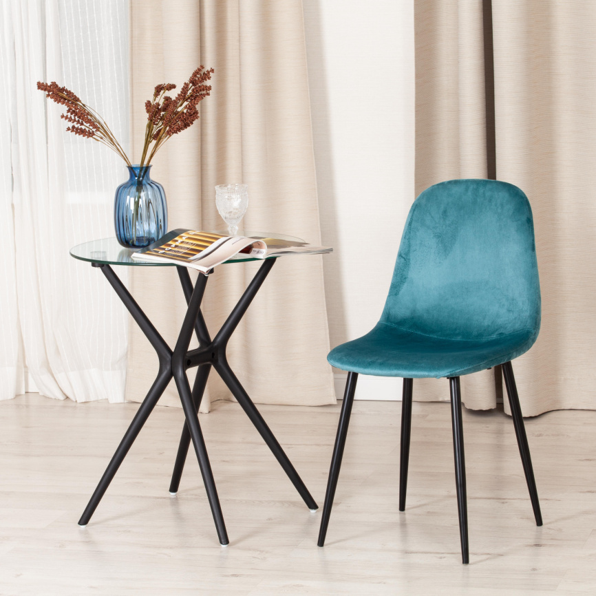 Стул BREEZE (mod. 4724) Велюр/металл , 44 х 53 х 87 см, Torquoise (бирюзовый ) HLR60 / черный фото 9