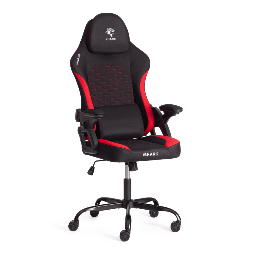 Кресло iShark ткань, черный / красный, 70х70х133 см фото 1