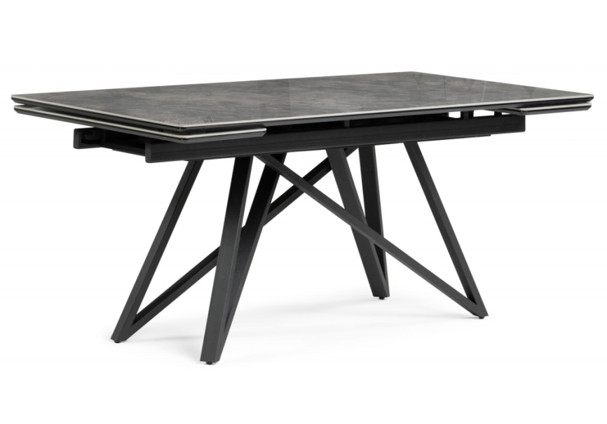 Керамический стол Вилсон 160(220)х89х75 серый мрамор baolai / черный фото 1