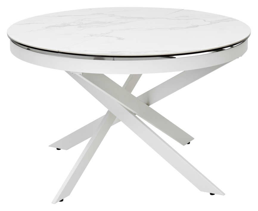 Стол TRENTO 120 HIGH GLOSS STATUARIO Белый мрамор глянцевый, керамика/ белый каркас, ®DISAUR фото 4