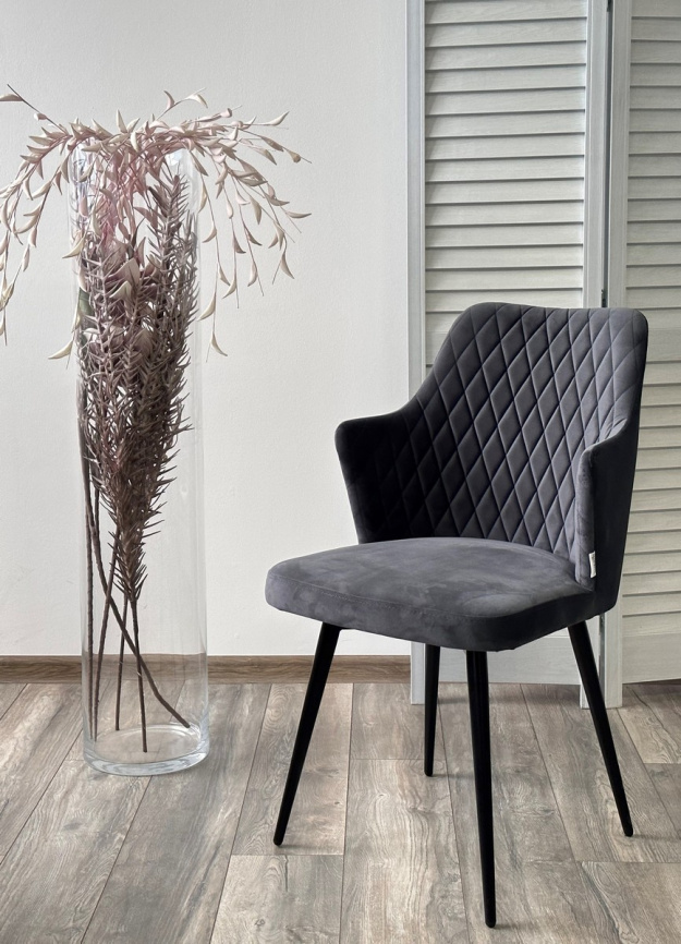 Стул ГЕРМАН (HERMAN) 360 град. BM-3 ТЕМНО-СЕРЫЙ, велюр / черный каркас фото 4