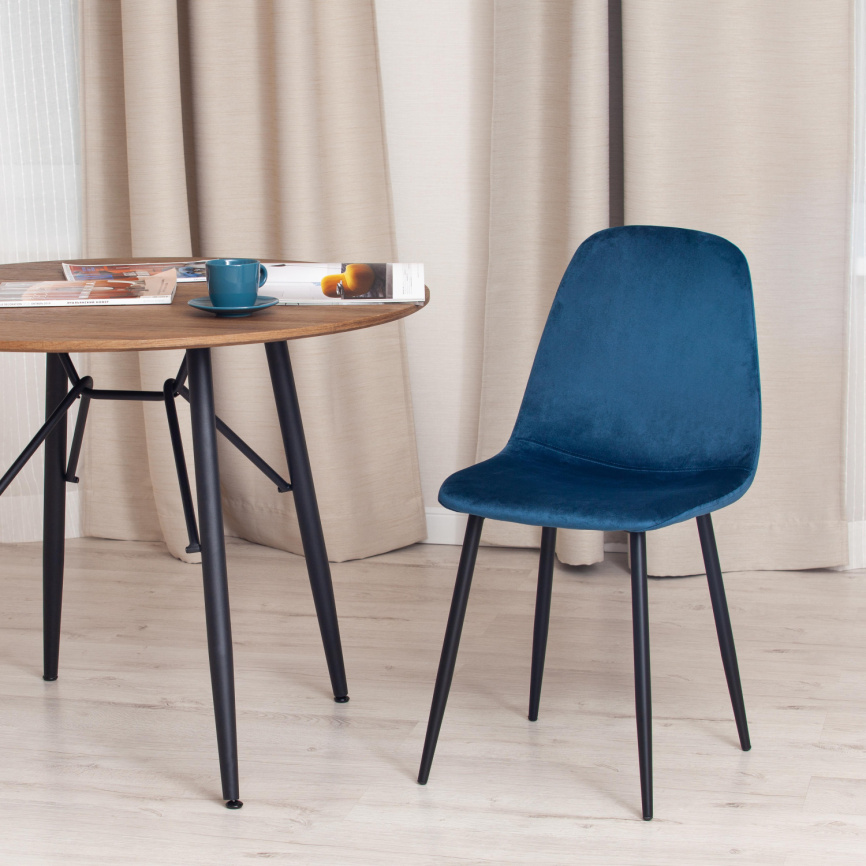 Стул BREEZE (mod. 4724) Велюр/металл , 44 х 53 х 87 см, Blue (синий) HLR63 / черный фото 9