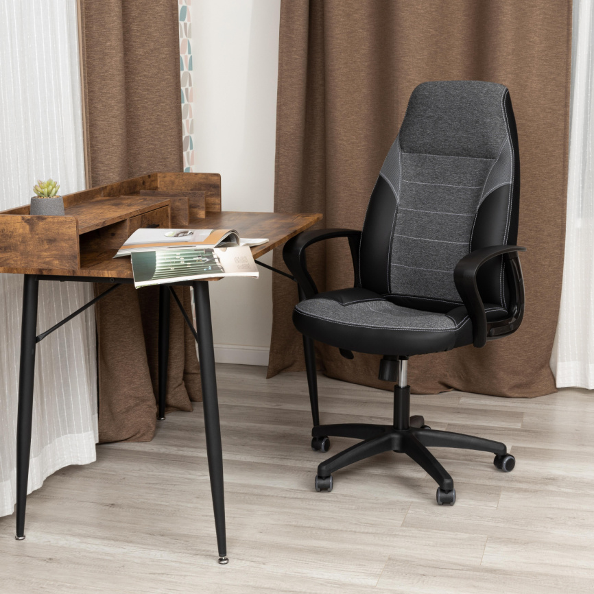 Кресло Интер/Inter (24) кож/зам/ткань, черный/серый, 36-6/207/TW-12/TW-11 фото 8