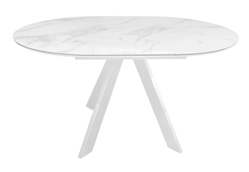 Стол DikLine SFC100 d1000 стекло Оптивайт Белый мрамор/подстолье белое фото 2