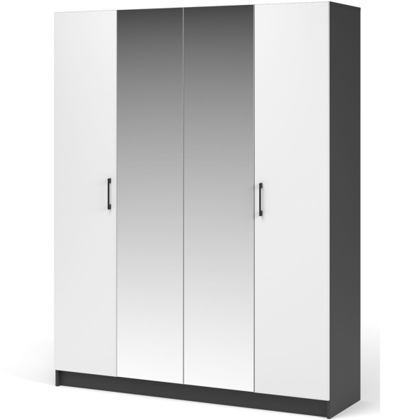 Шкаф «Чикаго» 4д (с зеркалами) MAX Антрацит/Белый фото 1