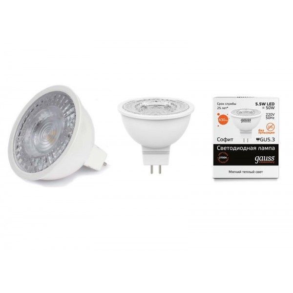 Лампа Gauss LED Elementary MR16 GU5.3 5.5W 2700К (16516) фото 1