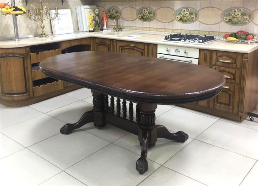 Стол "АЗИЯ-М"  (106х160х200х240/Глянцевый лак/Темный орех / патина черная) фото 1