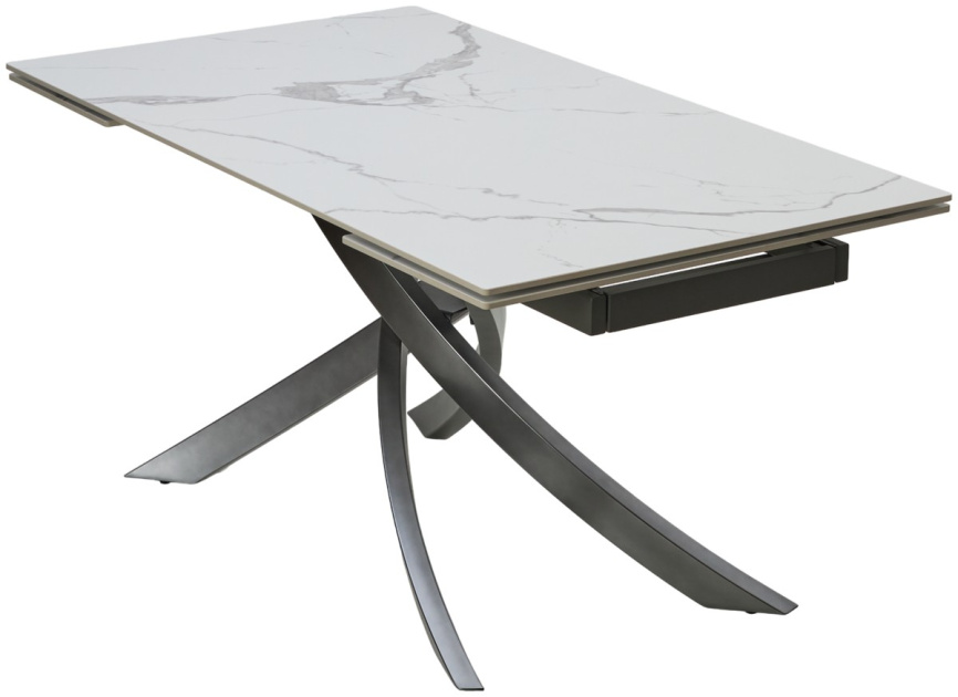 Стол ESTEBIO 160 GLOSS STATUARIO WHITE SOLID CERAMIC / Серый металлик, ®DISAUR фото 11
