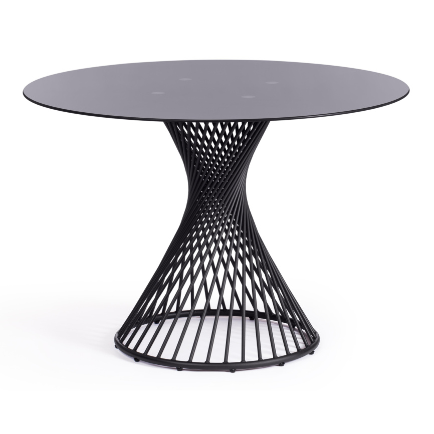 Стол BERTOIA (mod. GT21) металл/стекло, 110 х 110 х 75 см, Black (черный) фото 1
