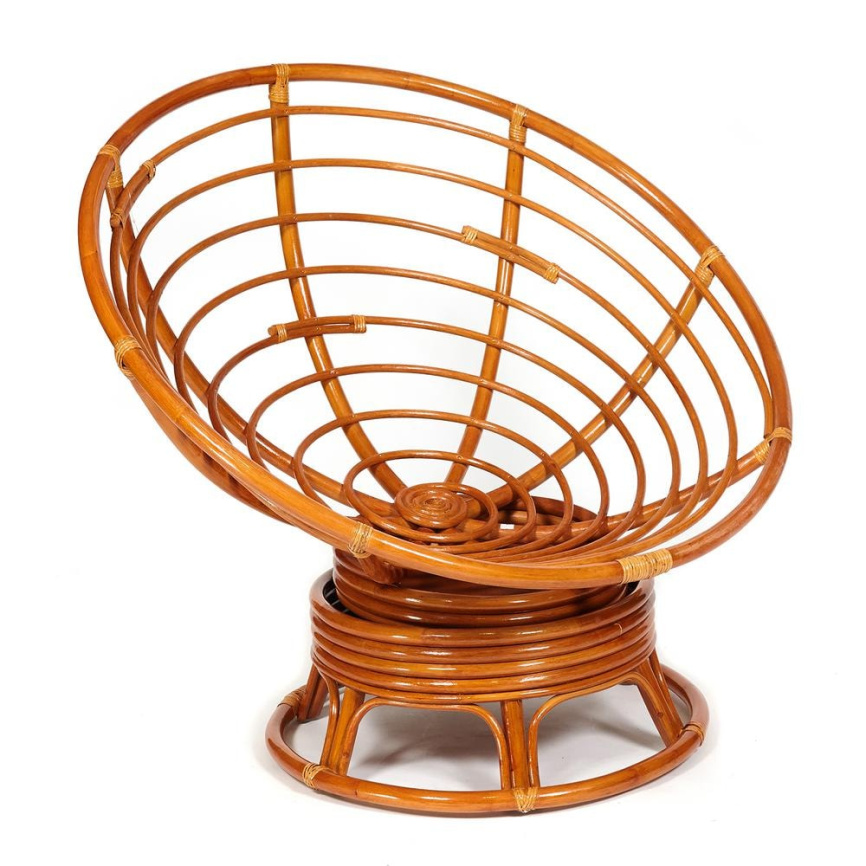 Кресло-качалка Папасан/Papasan (W 23/01 B) /с подушкой/ 115х78х104см, коньячный, флок олива, 23 фото 10