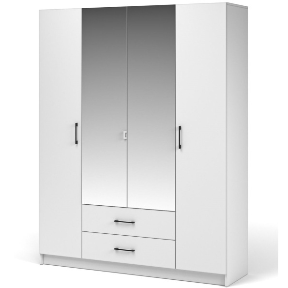 Шкаф «Чикаго» 4д2ящ с зеркалами MAX, белый фото 1