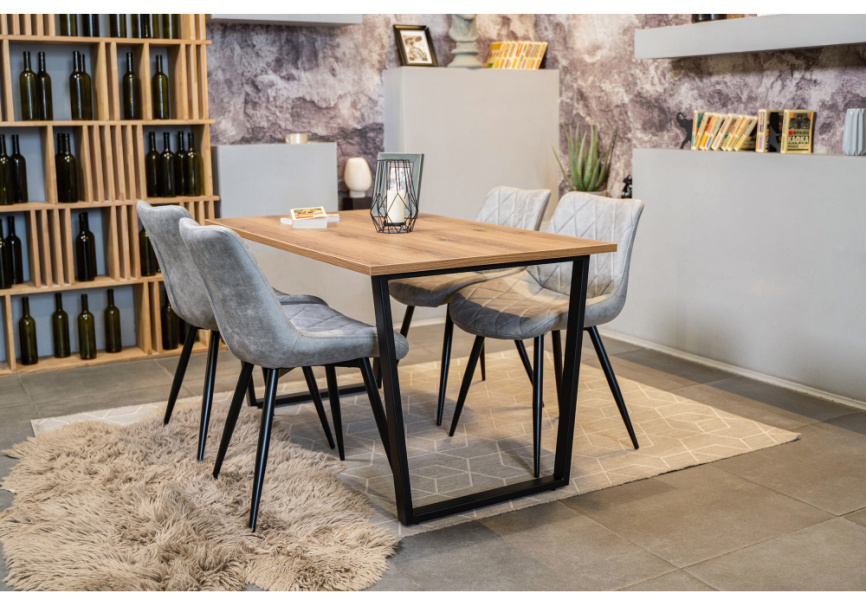 Стол деревянный Лота Лофт 140х80 черный матовый / дуб крафт золотой фото 7