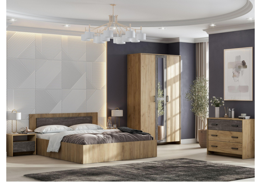 Шкаф Таика дуб золотой / камень темный фото 3