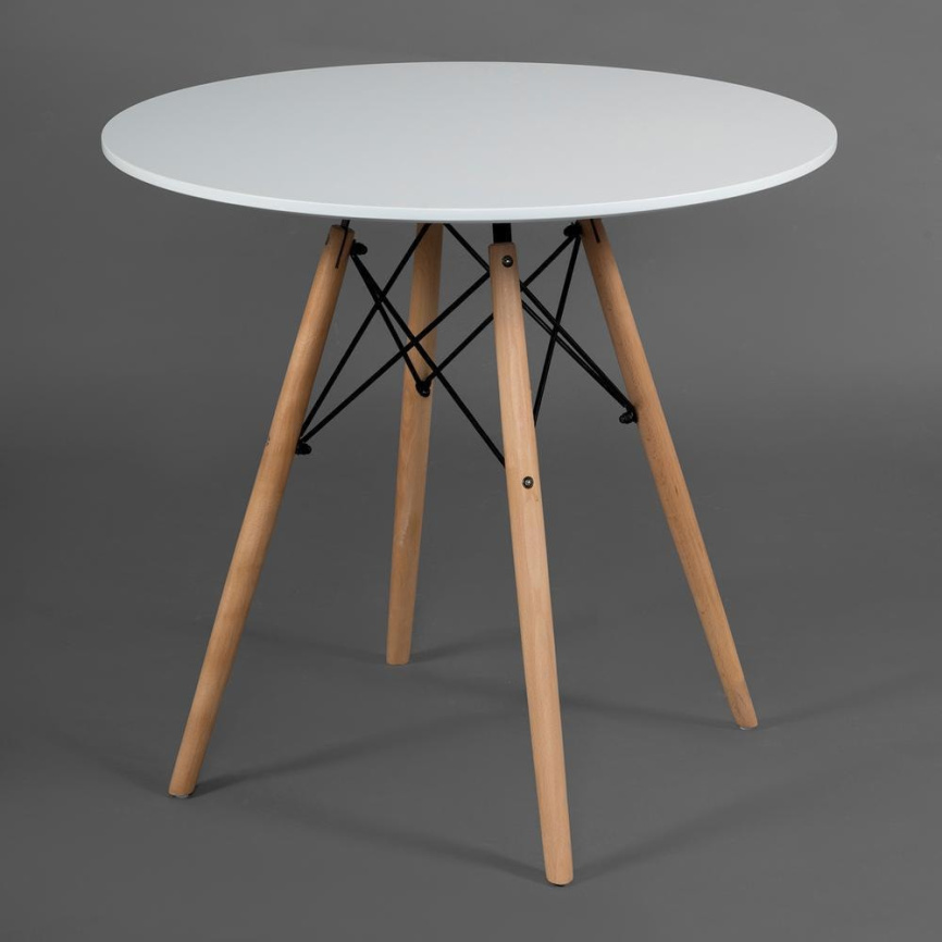 Стол обеденный Синди Некст/Cindy Next (мод.70-80 MDF) металл/МДФ/бук, белый/натуральный, Д80х75см фото 4