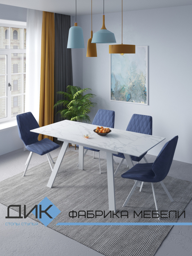 Стол DikLine DKL140 Керамика Белый мрамор/опоры белые (2 уп.) фото 7