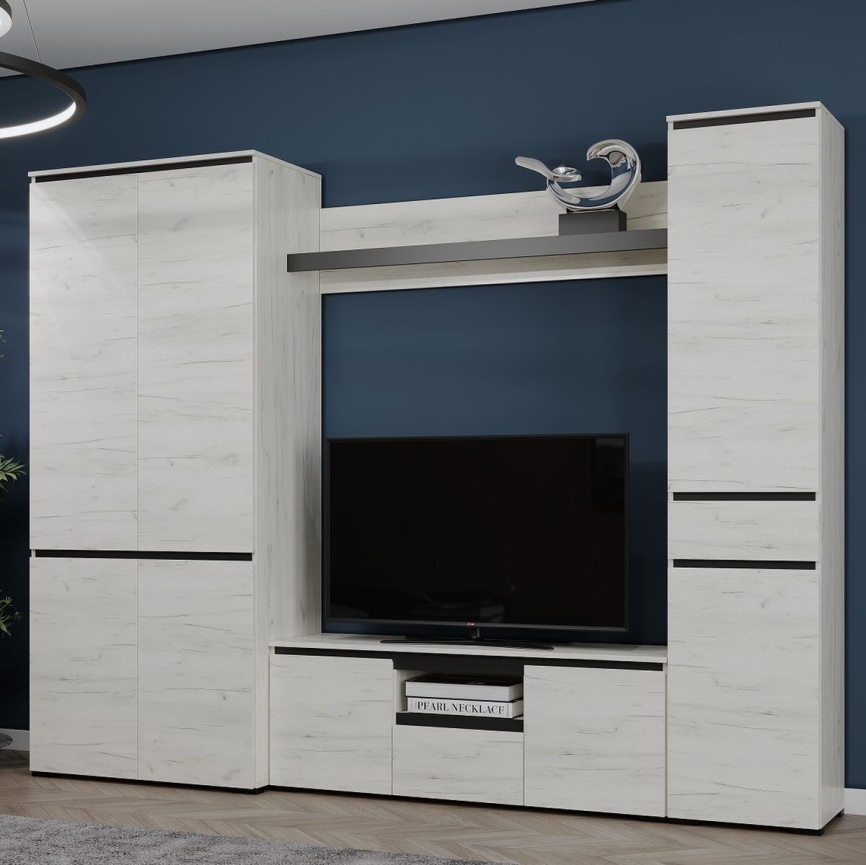 Шкаф «Гретта» 4С, Крафт белый/Антрацит фото 4