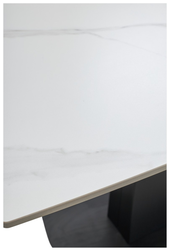 Стол БАЛД (BALDE) 140 цвет БЕЛЫЙ МРАМОР МАТОВЫЙ (MATT WHITE MARBLE SOLID CERAMIC) / ЧЕРНЫЙ, ®DISAUR фото 5