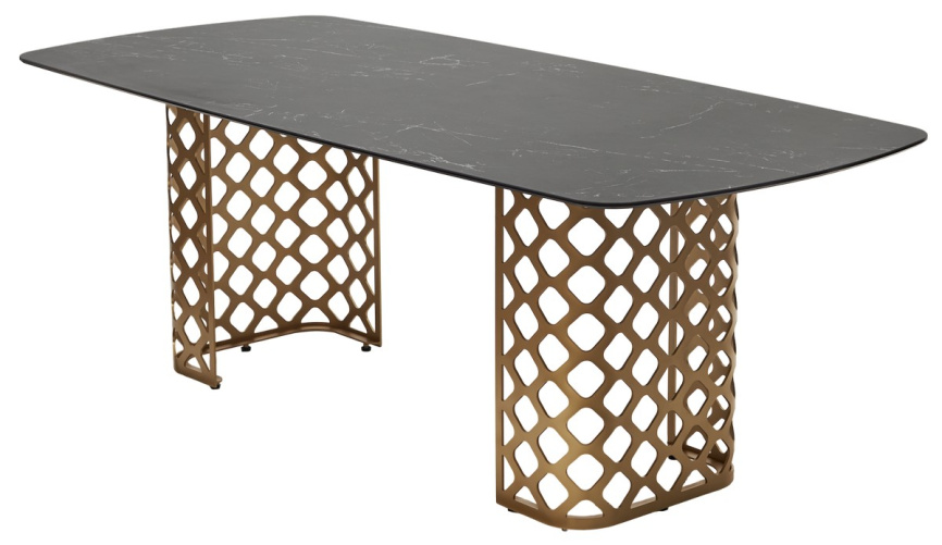 Стол CHIAVARI 220 KL-116 Черный мрамор матовый, итальянская керамика / бронзовый, ®DISAUR фото 1