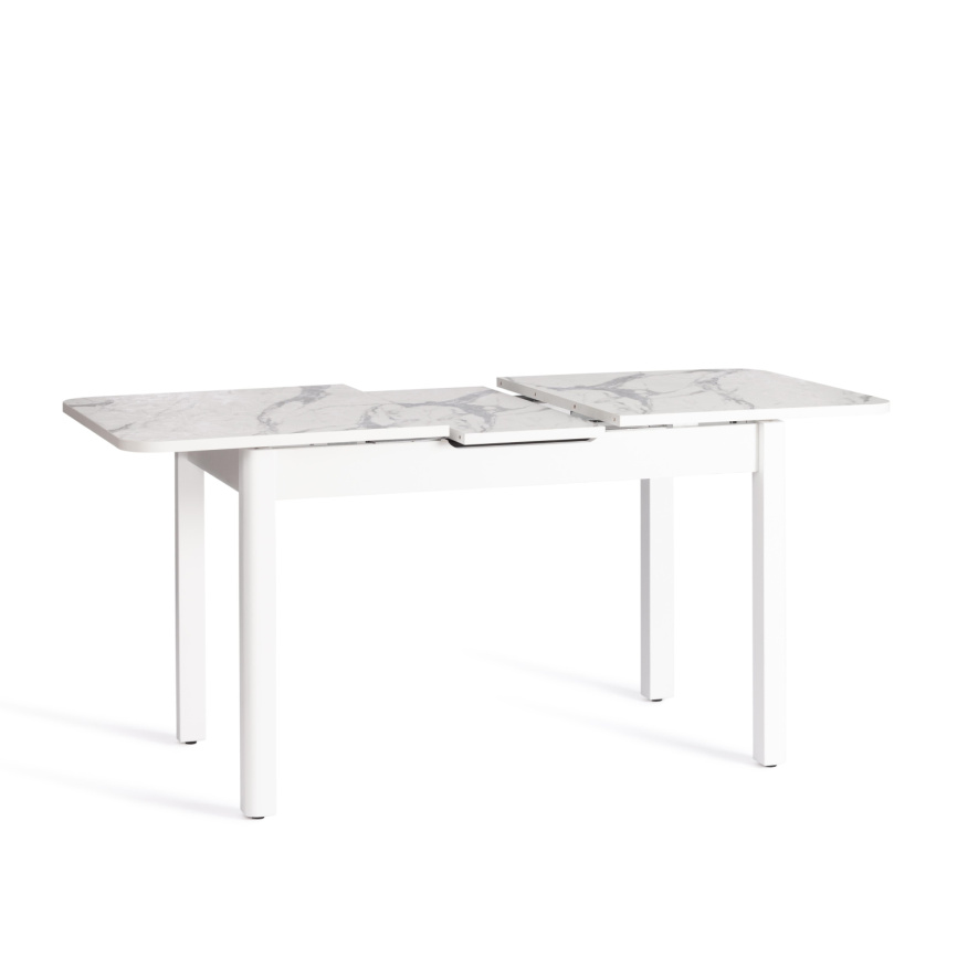 Стол обеденный раздвижной Алигери/Aligery ЛДСП/HPL/опора-массив березы, 130-160х75х75см, мрамор свет фото 5