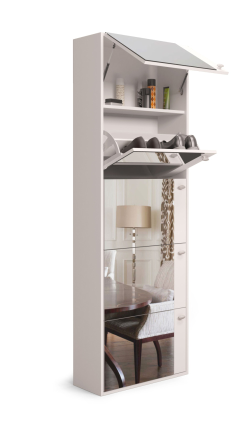 Обувной шкаф 5 Родная с зеркалом, Белый фото 3