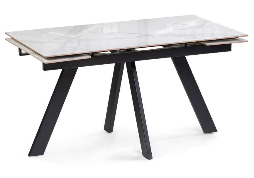 Керамический стол Невис 140(200)х80х76 creto statuario cara polished / черный фото 1