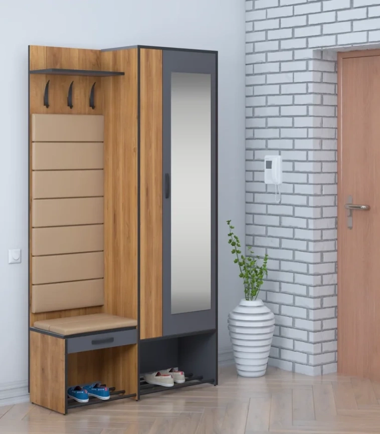 Прихожая Ольга Лофт 4, Дуб крафт золотой/Темно-серый фото 10