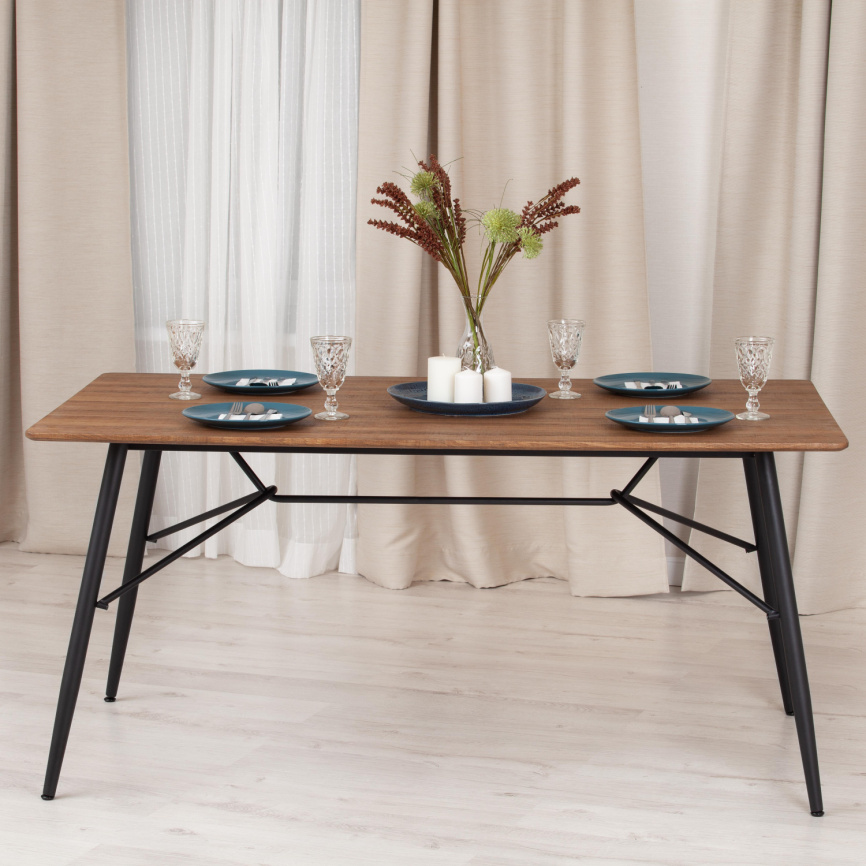Стол RUSTO (mod. 289) МДФ/металл, 160 х 90 х 75 см , Black (Черный) / Walnut (Орех) 10 фото 10