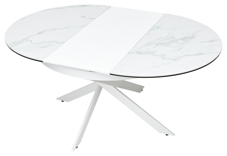 Стол TRENTO 120 HIGH GLOSS STATUARIO Белый мрамор глянцевый, керамика/ белый каркас, ®DISAUR фото 3