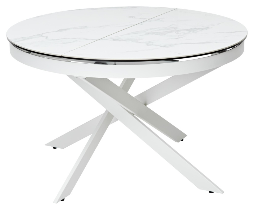 Стол TRENTO 120 HIGH GLOSS STATUARIO Белый мрамор глянцевый, керамика/ белый каркас, ®DISAUR фото 1