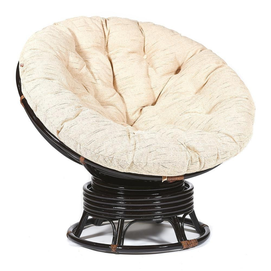 Кресло-качалка Папасан/Papasan (W 23/01 B) /с подушкой/ 115х78х104см, античный черно-коричневый, тка фото 2