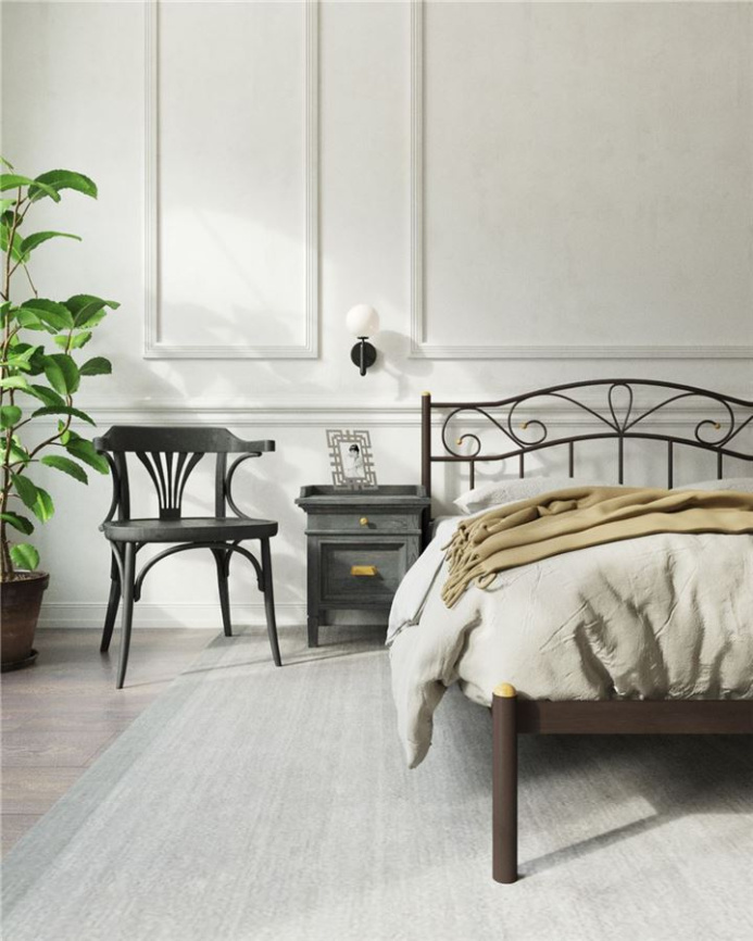 Кровать "Глэдис" без изножья (180х200/ноги металл/цвет Коричневый бархат) фото 2