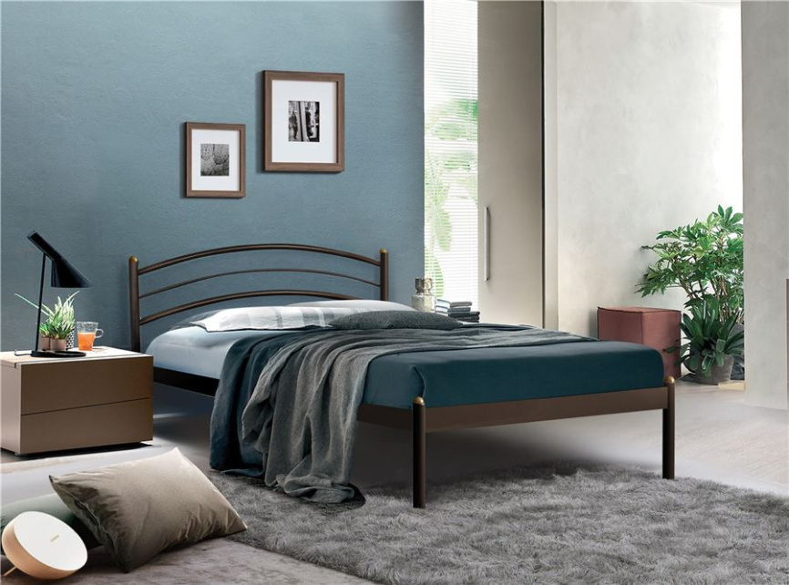 Кровать односпальная ЭКО+ (90х200/металлическое основание) Коричневый бархат фото 1