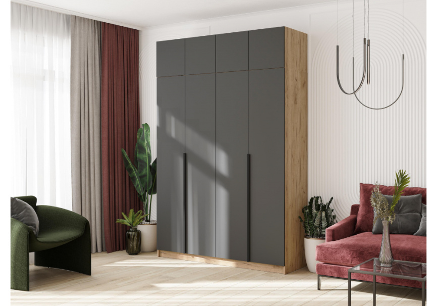 Шкаф Широн 1600 графит серый / дуб крафт золото фото 2