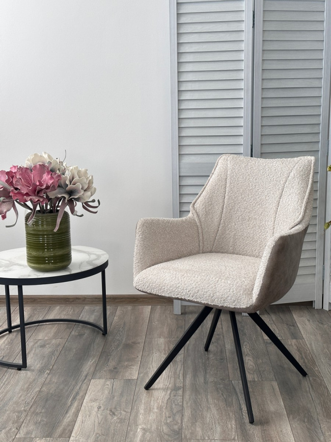 Стул БРЕВИС (BREVIS) 180 град. поворот. 841-02 Бежевый, букле/ 101 Бежевый, ткань/ Черный, ®DISAUR фото 8