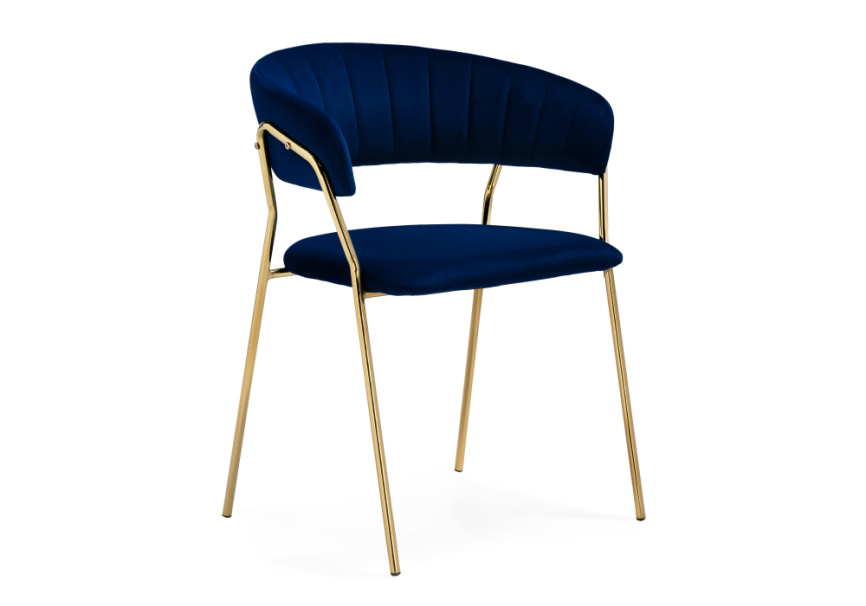 Стул на металлокаркасе Kamelia 1 dark blue / gold фото 1