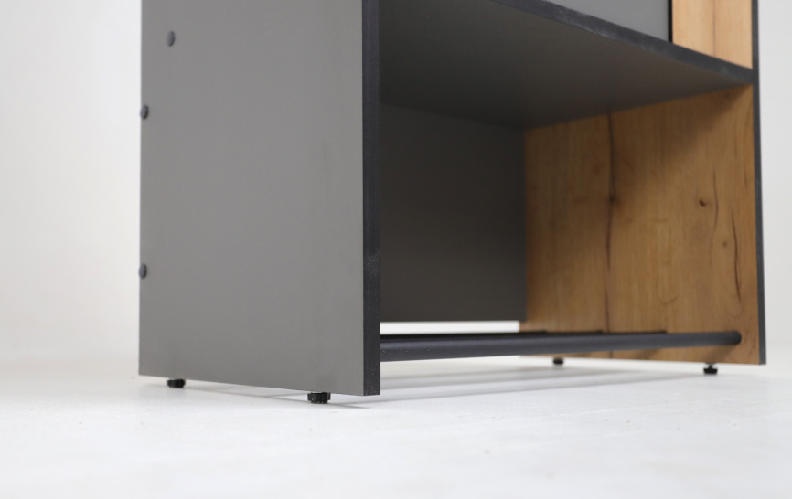 Шкаф ОЛЬГА-ЛОФТ 3, Дуб Крафт Золотой, Темно Серый фото 9