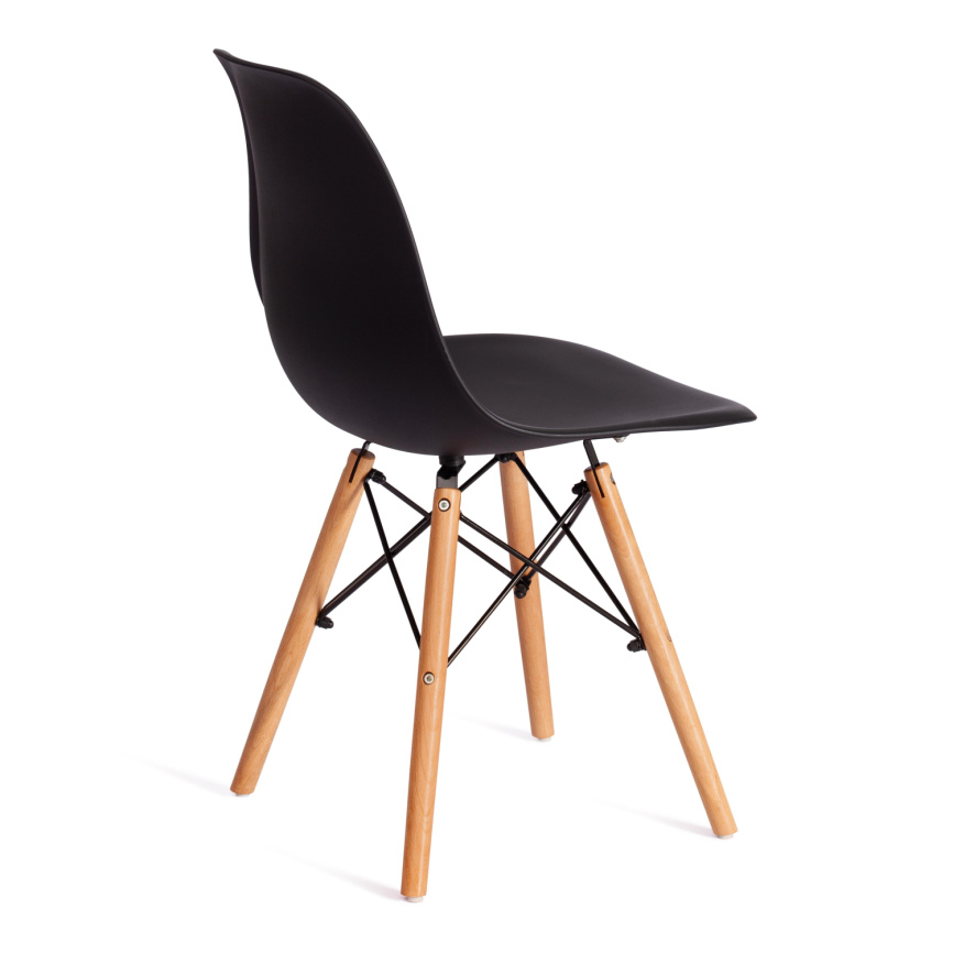 Стул CINDY (EAMES) (mod. 1801) дерево бук/металл/сиденье пластик, 45x51x82 см, Black (черный) фото 2