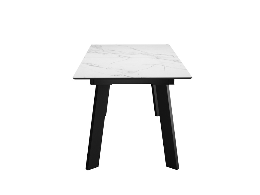 Стол DikLine DKH160, керамика 160(200)х90, мрамор белый матовый, опоры черные (2 уп.) фото 3