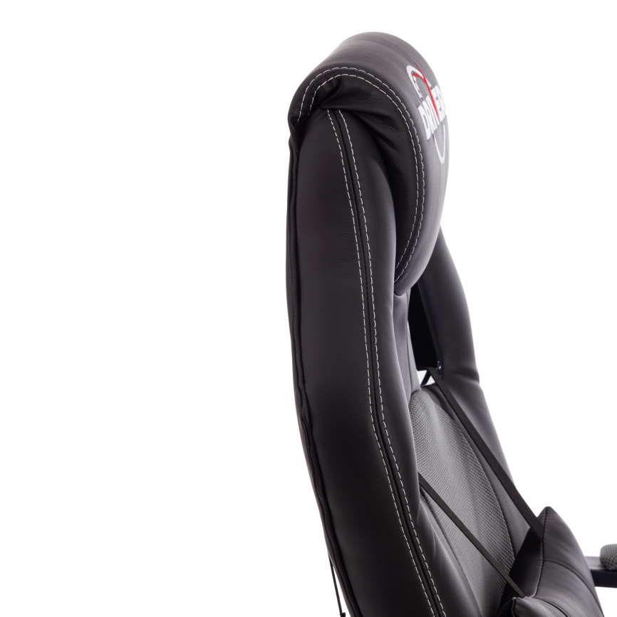 Кресло Драйвер/Driver (22) кож/зам/ткань, черный/серый, 36-6/TW-12 фото 11