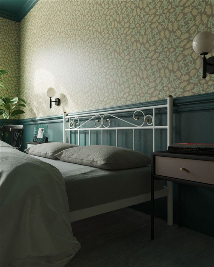 Кровать "Франческа" без изножья (180х200/ноги металл/цвет Белый) фото 4