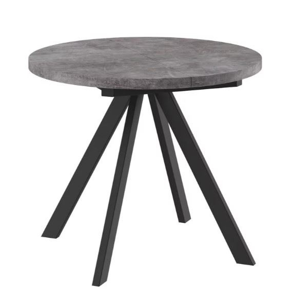 Стол круглый раздвижной Рондо М-90 (ДЫМЧАТАЯ КЕРАМИКА/ЧЕРНЫЙ) 90/125 фото 1